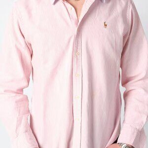 Polo Ralph Lauren men's Pink Striped Button Down Shirt Yarmouth cotton 16 32/33